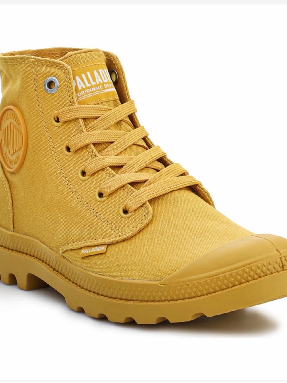 Palladium Women’s Mustard Canvas High-Top Combat Boot